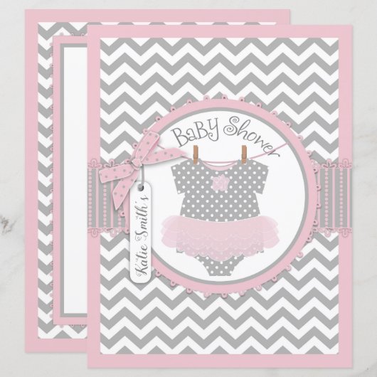 Roze Tutu Chevron Print Baby shower spelboek (Voorkant / Achterkant)
