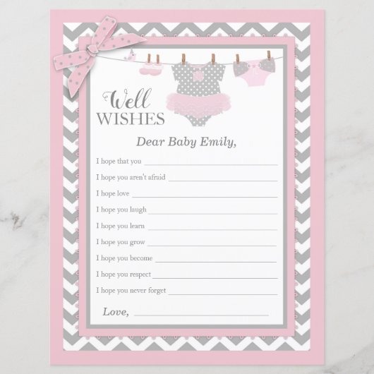 Roze Tutu Chevron Print Baby shower wil (Voorkant)