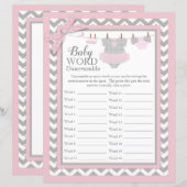 Roze Tutu Chevron Print Baby shower Word Scramble (Voorkant / Achterkant)