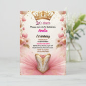 roze Tutu chic meisjes Ballerina 1e verjaardag Kaart (Staand voorkant)