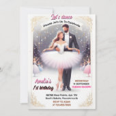  Roze Tutu Chic Meisjes Ballerina 1e Verjaardag Kaart (Voorkant)