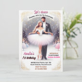  Roze Tutu Chic Meisjes Ballerina 1e Verjaardag Kaart (Staand voorkant)