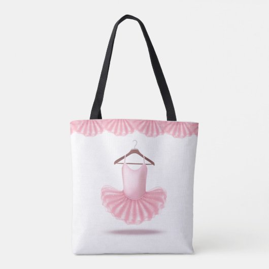 Roze Tutu Cute Ballerina Girly Name Canvas tas (Achterkant)