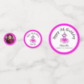 Roze tutu jurk 9e verjaardag aangepaste foto confetti (Achterkanten)