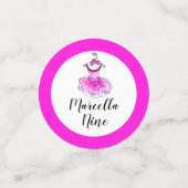 Roze tutu jurk 9e verjaardag aangepaste foto confetti (Kleine voorkant)