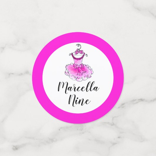 Roze tutu jurk 9e verjaardag aangepaste foto confetti (Kleine voorkant)