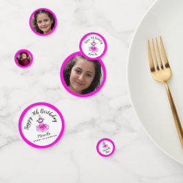 Roze tutu jurk 9e verjaardag aangepaste foto confetti