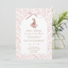 Roze Tutu Konijn Bloemen Baby Shower Kaart