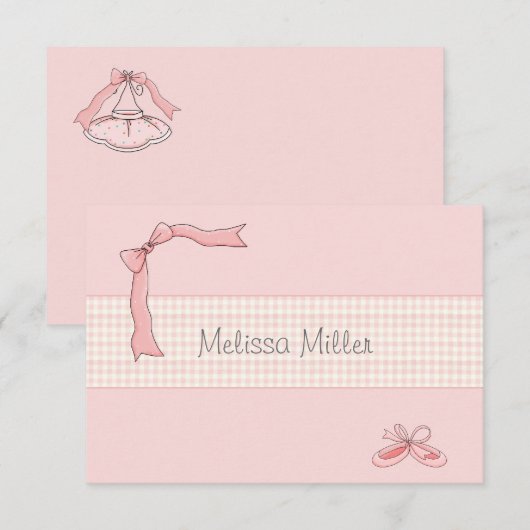 Roze Tutu persoonlijke dank Notitiekaartje (Voorkant / Achterkant)