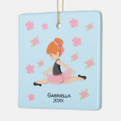 Roze Tutu Red Haire Ballerina Kerstmis Keramisch Ornament (Links)