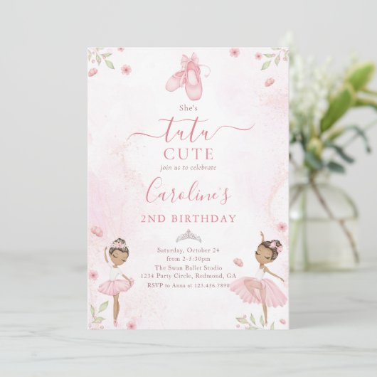 Roze Tutu Schattigee balletdanser Ballerina Verjaa Kaart (Staand voorkant)