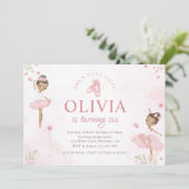 Roze Tutu Schattigee balletdanser Ballerina Verjaa Kaart (Staand voorkant)