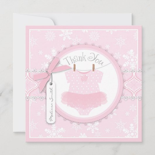Roze Tutu & Snowflakes Hartelijk dank Notitiekaartje (Voorkant)