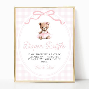Roze Tutu Teddybeer Baby Shower Luierspel Poster