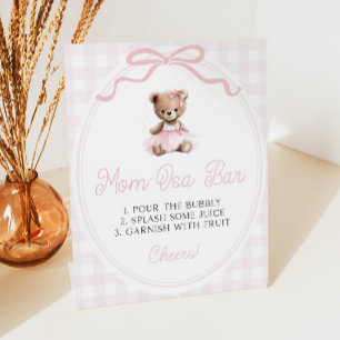 Roze Tutu Teddybeer Baby Shower Mimosa Bar Reclamebord Met Voetstuk