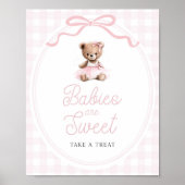 Roze Tutu Teddybeer Baby Shower Zoetigheden Tafelb Poster (Voorkant)