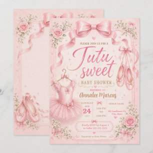 Roze Tutu Zoete Ballerina Kleine Meisje Baby Showe Kaart