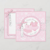 Roze Tutus & Snowflakes Twin Girls Hartelijk dank Bedankkaart (Voorkant / Achterkant)