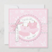 Roze Tutus & Snowflakes Twin Girls Hartelijk dank Bedankkaart (Voorkant)