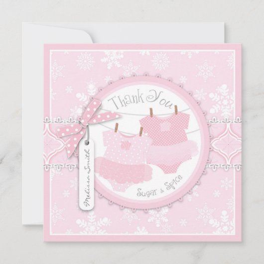 Roze Tutus & Snowflakes Twin Girls Hartelijk dank Bedankkaart (Voorkant)