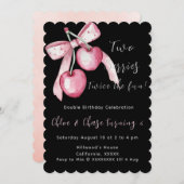 Roze Twee bessen tweeling Aangepaste Verjaardag Ui Kaart (Voorkant / Achterkant)