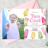 Roze Twee Cool Popsicle Afbeelding 2e Verjaardagsf Kaart