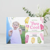 Roze Twee Cool Popsicle Afbeelding 2e Verjaardagsf Kaart (Staand voorkant)