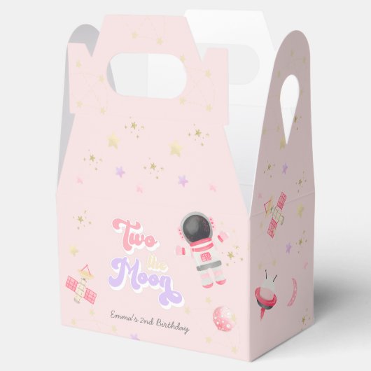 Roze twee de Maan Space Birthday Bedankdoosjes (Geopend)