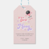 Roze twee de Moon Space Birthday Favors Cadeaulabel (Voorkant)