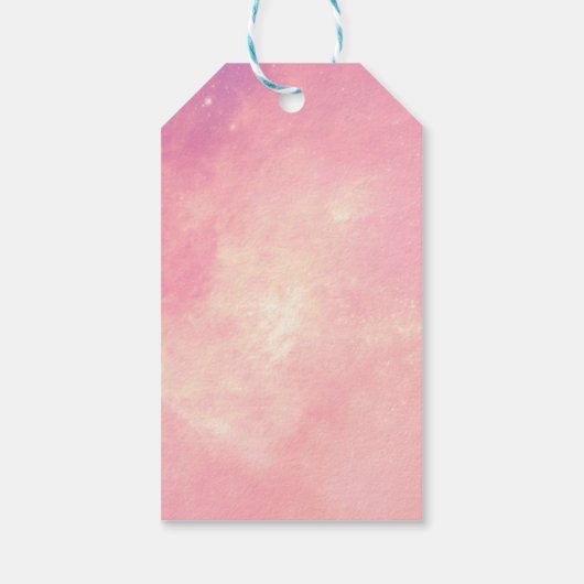 Roze twee de Moon Space Birthday Favors Cadeaulabel (Achterkant)