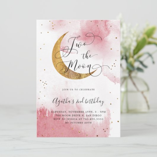 Roze twee: de tweede verjaardag van het Moon-meisj Kaart (Staand voorkant)