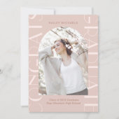 Roze Twee Foto Afstuderen Kaart (Voorkant)