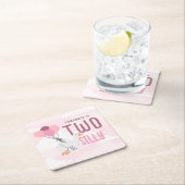 Roze Twee Gekke Gans 2e Verjaardagsfeest Kartonnen Onderzetters (Insitu)