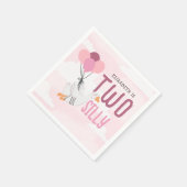Roze Twee Gekke Gans 2e Verjaardagsfeest Servet (Hoek)