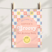 Roze Twee Groovy Boho 2e Verjaardag Welkom Teken Perfect Poster