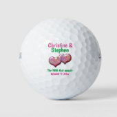 Roze twee harten die zich aansluiten bij een wedde golfballen (Voorkant)