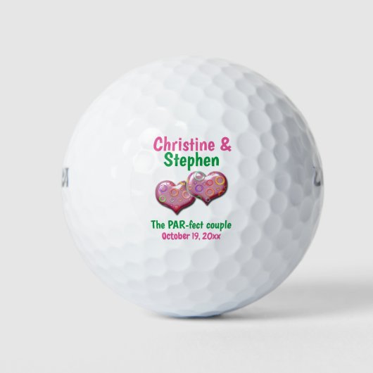 Roze twee harten die zich aansluiten bij een wedde golfballen (Voorkant)