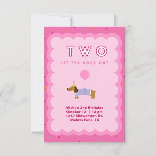 Roze Twee Laat de Honden Uit De Uitnodiging Van De (Voorkant)