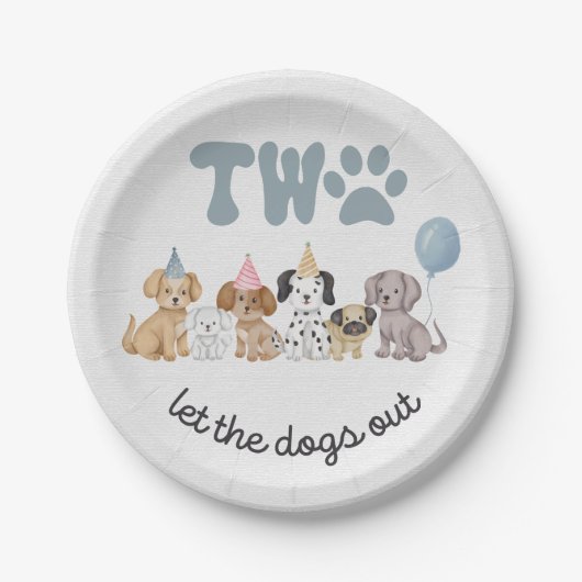 Roze Twee Laat de Honden Uit Feest Bord (Voorkant)