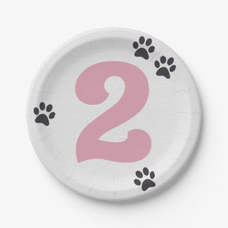 Roze Twee Laat de Honden Uit Feestbord Papieren Bordje