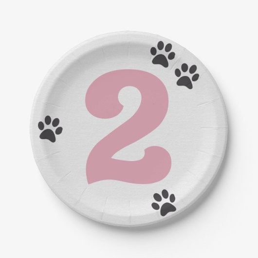 Roze Twee Laat de Honden Uit Feestbord Papieren Bordje (Voorkant)