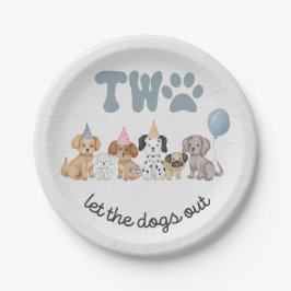 Roze Twee Laat de Honden Uit Feestbord Papieren Bordje