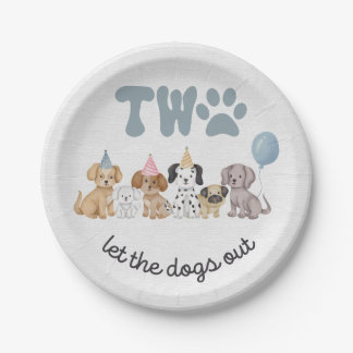 Roze Twee Laat de Honden Uit Feestbord Papieren Bordje