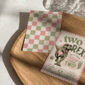 Roze Twee Rex 2e Verjaardagsuitnodiging Kaart
