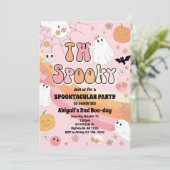 Roze Twee Spooky Halloween Party Uitnodiging (Staand voorkant)