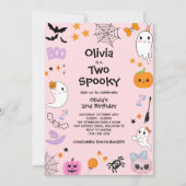 Roze Twee Spooky Schattigee Geest Halloween 2e Ver Kaart (Voorkant)