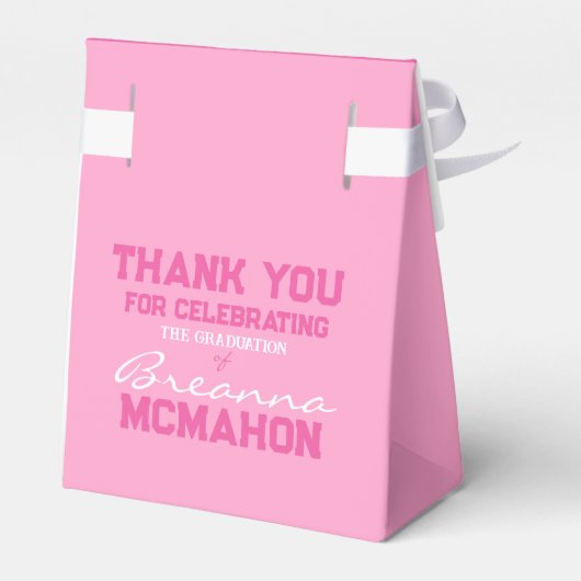 Roze Twee Toned Afstuderen Favor Boxes Bedankdoosjes (Achterkant)