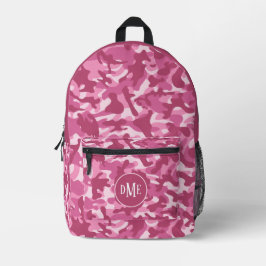 Roze tweekleurige camo monogram bedrukte rugzak