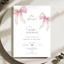 Roze Tweeling Baby Shower Uitnodiging Meisjes