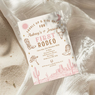 roze tweeling eerste rodeo 1e verjaardag kaart